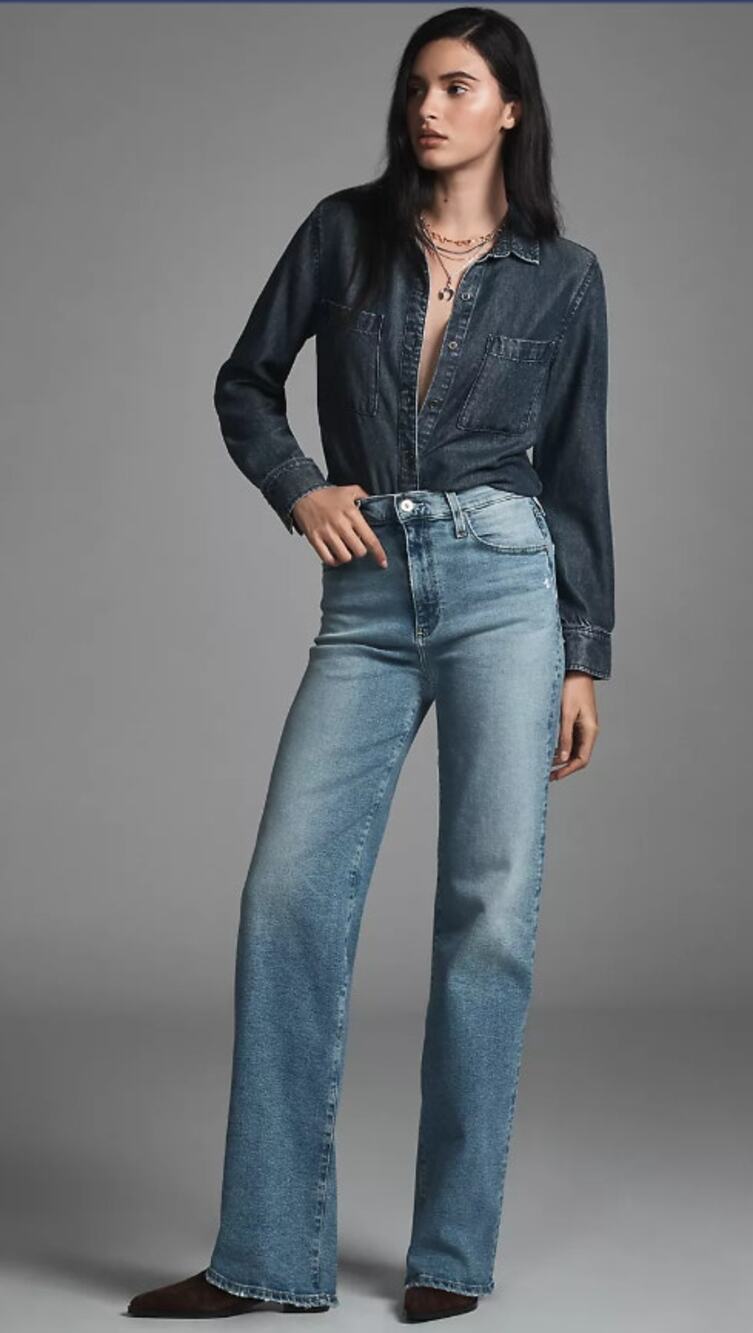 NWT AG Kora High-Rise Wide-Leg Denim Jeans - Size 24 Waist